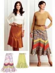 3745 8 PANEL FLOUNCEY COLORFUL INSET SKIRT PATTERN XS-XL